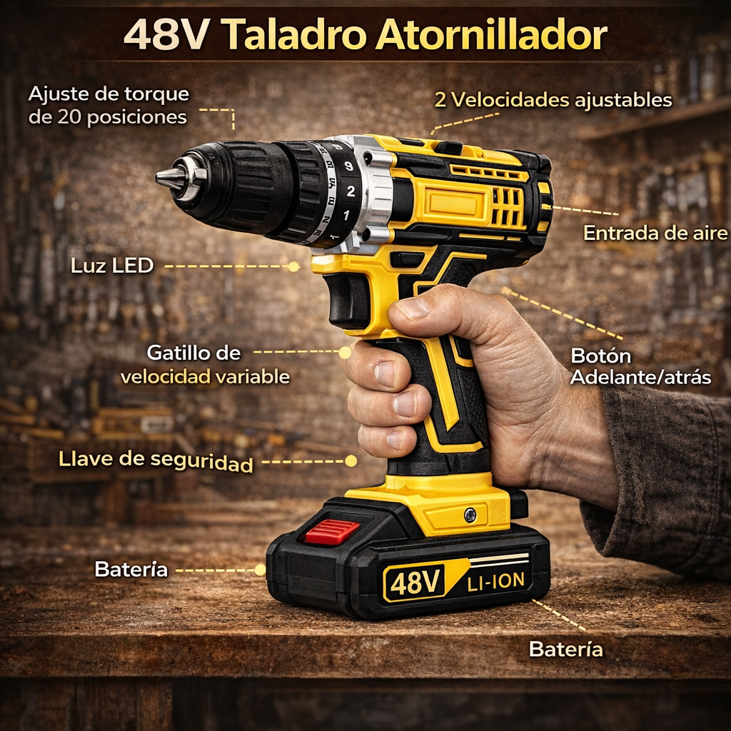 TALADRO CON BATERIAS RECARGABLES